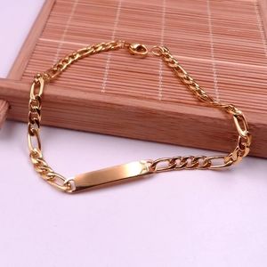 18k Gold Figaro Chain ID Bracelet Stainless steel